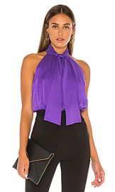 Alice   Olivia Leia Tie Neck Hatler Top in Violet from Revolve com at Revolve