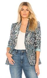 Alice   Olivia Macey Blazer in Blue Fog  amp  Multi from Revolve com at Revolve