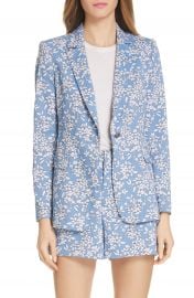 Alice   Olivia Macey Floral Print Cotton Blend Blazer   Nordstrom at Nordstrom