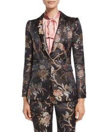 Alice   Olivia Macey Floral-Print Single-Button Blazer  Burgundy at Neiman Marcus