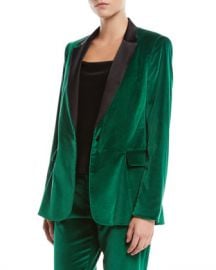 Alice   Olivia Macey One-Button Fitted Velvet Tuxedo Blazer at Neiman Marcus