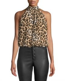 Alice   Olivia Maris Halter Tie-Neck Gathered Top at Neiman Marcus