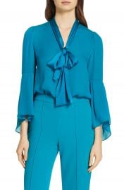 Alice   Olivia Merideth Tie Neck Silk Blouse at Nordstrom