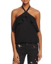 Alice   Olivia Monet Ruffled Silk Halter Top at Bloomingdales