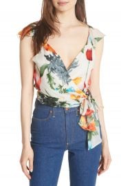 Alice   Olivia Nicole Ruffle Wrap Top at Nordstrom