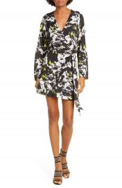 Alice   Olivia Ophelia Faux Wrap Long Sleeve Minidress   Nordstrom at Nordstrom