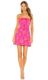 Alice   Olivia Perla Boned Strapless Pleated Dress in Wild Pink from Revolve com at Revolve