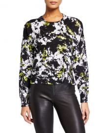 Alice   Olivia Quintin Printed Crewneck Pullover Sweater at Neiman Marcus