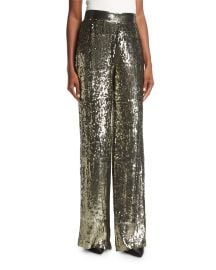 Alice   Olivia Racquel High-Waist Wide-Leg Sequin Pants   Neiman at Neiman Marcus