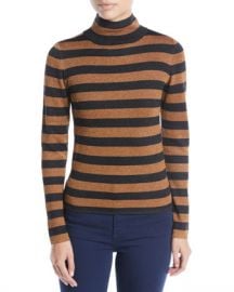 Alice   Olivia Roberta Metallic Long-Sleeve Turtleneck Pullover at Neiman Marcus