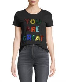 Alice   Olivia Rylyn Embellished Short-Sleeve Crewneck Tee at Neiman Marcus