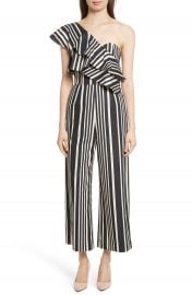 Alice   Olivia Sabeen Ruffle Stripe Crop Jumpsuit at Nordstrom