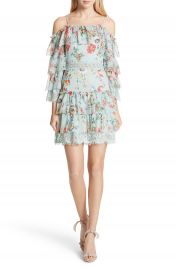 Alice   Olivia Santos Off the Shoulder Tiered Silk Dress at Nordstrom