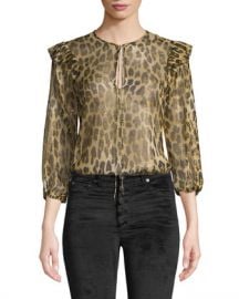 Alice   Olivia Sissy Tiered Ruffle-Sleeve Blouse at Neiman Marcus