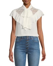 Alice   Olivia Terry Tie-Neck Ruffle Blouse at Neiman Marcus