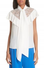 Alice   Olivia Terry Tie Neck Silk Blouse at Nordstrom