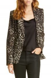 Alice   Olivia Toby Fitted Leopard Print Stretch Cotton Blend Blazer   Nordstrom at Nordstrom