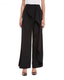 Alice   Olivia Verdell Slit Ruffle Wide-Leg Pants at Neiman Marcus