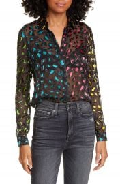 Alice   Olivia Willa Abstract Leopard Print Burnout Silk Blend Blouse   Nordstrom at Nordstrom