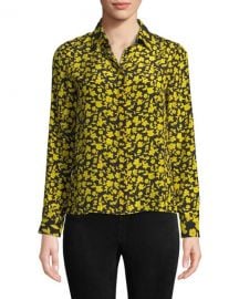 Alice   Olivia Willa Floral Print Silk Shirt at Neiman Marcus