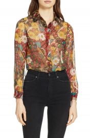 Alice   Olivia Willa Metallic Silk Shirt   Nordstrom at Nordstrom