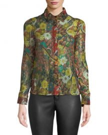 Alice   Olivia Willa Placket Top at Neiman Marcus