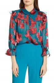 Alice   Olivia Ziggy Ruffle Sleeve Blouse   Nordstrom at Nordstrom