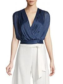 Alice   Olivia by Stacey Bendet - Briella Striped Wrap Blouson Top at Saks Off 5th