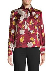 Alice   Olivia by Stacey Bendet - Crogran Floral Silk Tie Blouse at Saks Off 5th