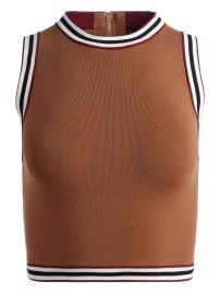 Alice + Olivia Amity stripe-detail Top | Brown | FARFETCH at Farfetch