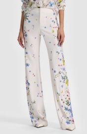 Alice + Olivia Andrew Placed Floral Slim Bootcut Pants at Nordstrom
