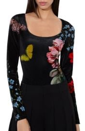 Alice + Olivia Delaina Floral & Butterfly Print Scoop Neck Top at Nordstrom