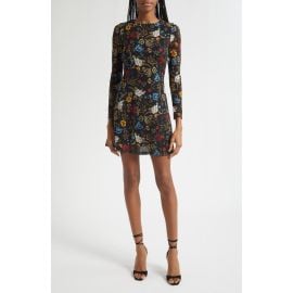 Alice + Olivia Delora Floral Long Sleeve Mesh Minidress at Nordstrom