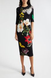 Alice + Olivia Delora Floral Midi Dress at Nordstrom