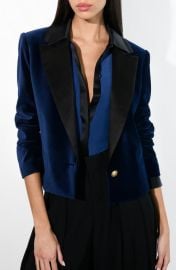 Alice + Olivia Devyn Boxy Crop Velvet Blazer at Nordstrom