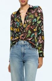 Alice + Olivia Eloise Butterfly Print Button-Up Shirt at Nordstrom