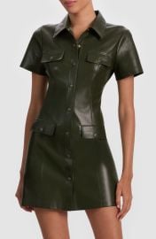 Alice + Olivia Jamie Faux Leather Mini Shirtdress at Nordstrom