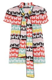 Alice + Olivia Jeannie Butterfly Print Silk Top at Nordstrom