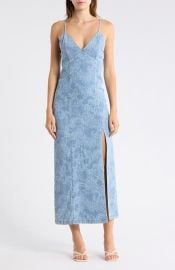 Alice + Olivia Juliette Denim Slipdress in Laser Paisley at Nordstrom Rack at Nordstrom Rack