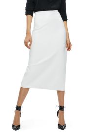 Alice + Olivia Maeve Back Slit Faux Leather Midi Skirt at Nordstrom