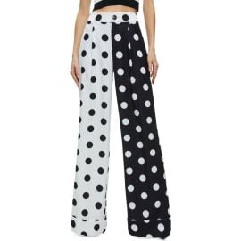 Alice + Olivia Tomasa Polka Dot Colorblock High Waist Cuff Hem Pants at Nordstrom