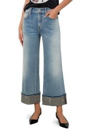 Alice + Olivia Weezy Embellished Cuff Distressed Nonstretch Ankle Jeans at Nordstrom