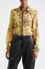 Alice + Olivia Willa Contrast Print Silk Shirt at Nordstrom