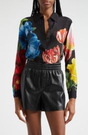 Alice + Olivia Willa Floral Silk Button-Up Shirt at Nordstrom