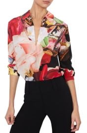 Alice + Olivia Willa Floral Silk Button-Up Shirt at Nordstrom