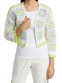 Alice  Olivia Anderson Boxy Cropped Crochet Cardigan on SALE at Saks Off 5th