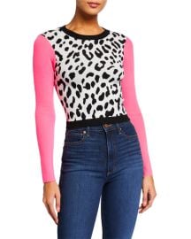 Alice  Olivia Ciara Leopard-Print Pullover Sweater at Neiman Marcus