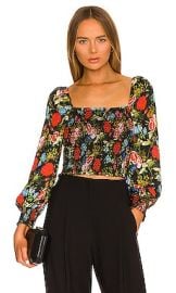 Alice  Olivia Cooper Smock Bodice Top in Wild  Free at Revolve