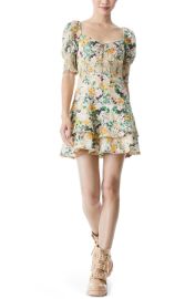 Alice  Olivia Crawford Floral Sweetheart Neck Cotton Minidress at Nordstrom