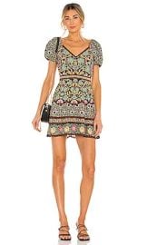 Alice  Olivia Dana Puff Sleeve Flare Dress in Flower Pot Black Multi at Revolve